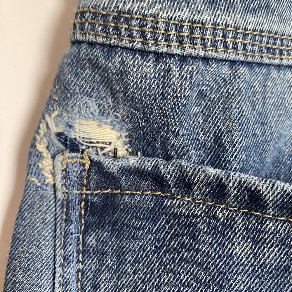 Y2K Vitriol Baggy  Jeans Men 36 Blue Embroidered Ultra-Wide Hip Hop Distressed - Picture 9 of 11